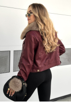 Skórzana Bunda z futerkiem Dare To Do vínová