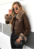 Skórzana Bunda z futerkiem Dare To Do čokoládová