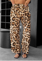 Kalhoty wide leg w panterkę Extra Wild béžové