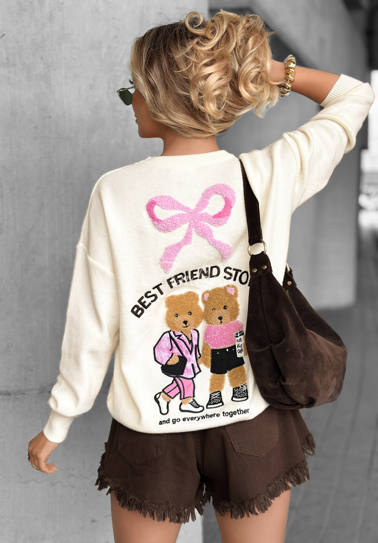 Svetr s medvídky Best Friend Story ecru