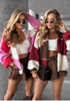Krótki kardigan Cold Coffee różowo-červený