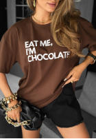 Tričko z nadrukiem Eat Me čokoládový