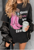 Tričko z nadrukiem A Cowgirl tmavě šedý