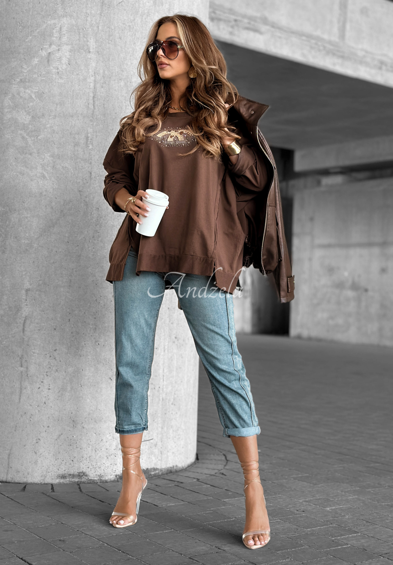 Mikina oversize New Princeton čokoládová
