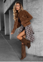 Krátká zamszowa Bunda Autumn Whisper čokoládová