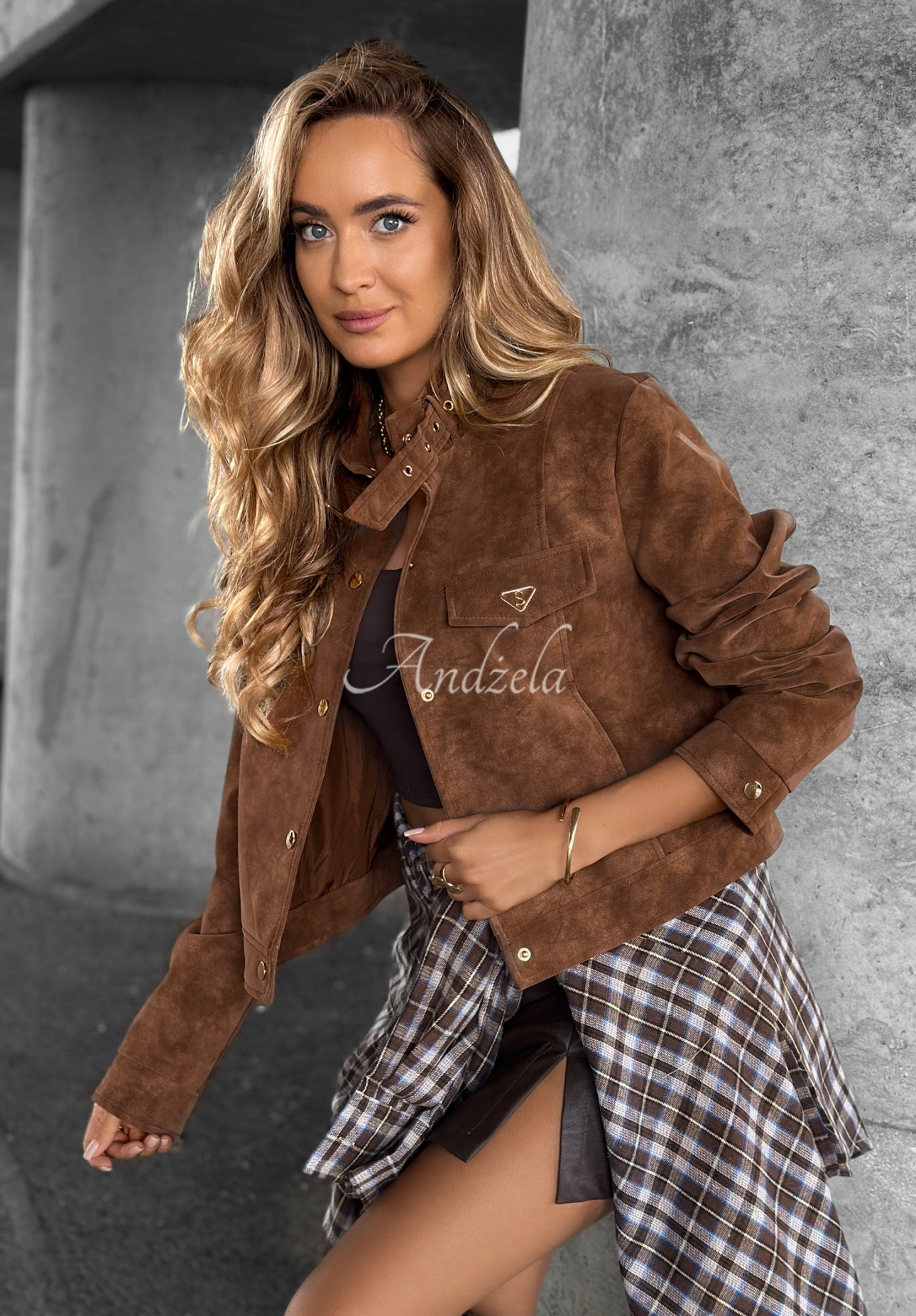Krátká semišová bunda Autumn Whisper čokoládová