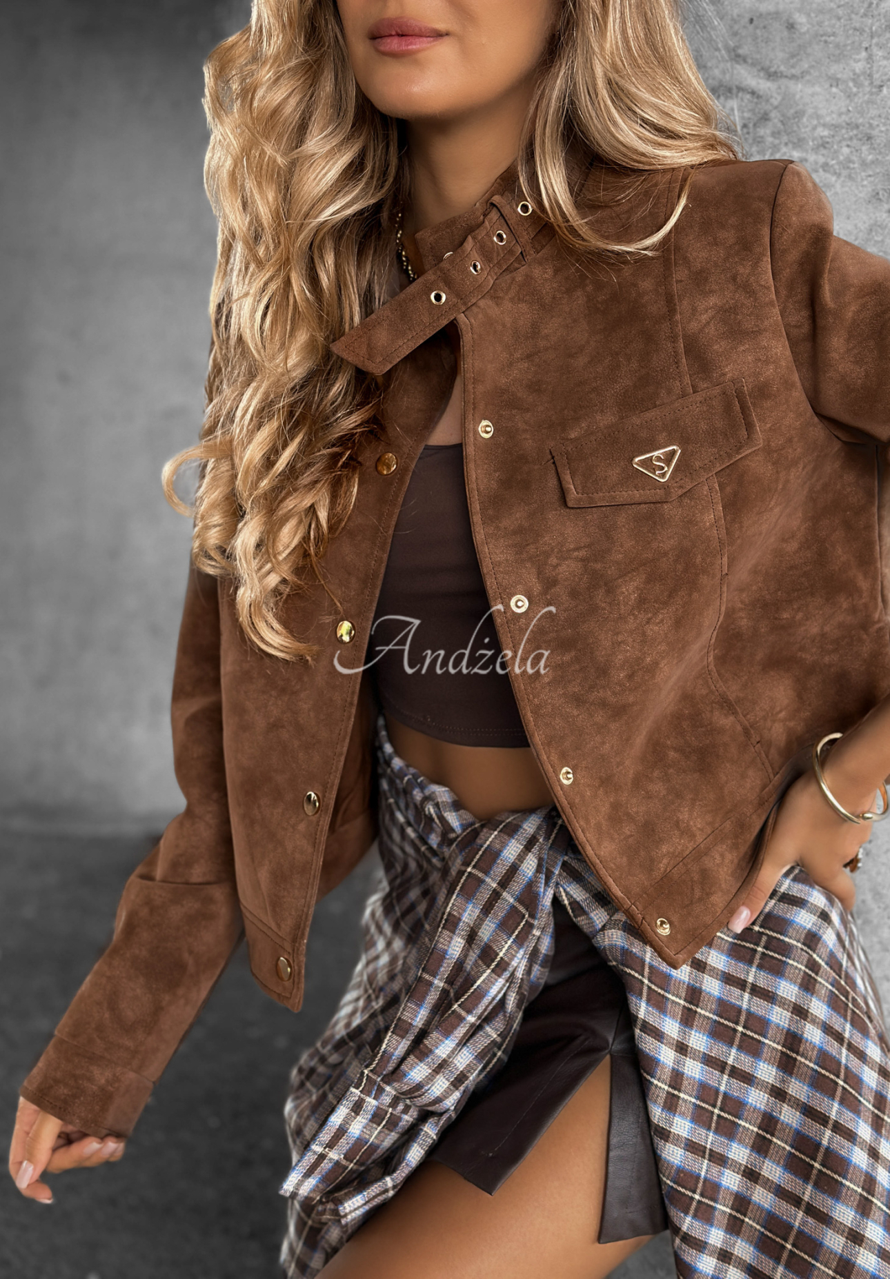 Krátká semišová bunda Autumn Whisper čokoládová