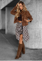 Krátká zamszowa Bunda Autumn Whisper čokoládová