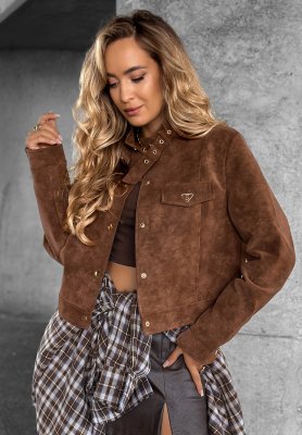 Krátká semišová bunda Autumn Whisper čokoládová