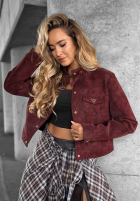 Krátká zamszowa Bunda Autumn Whisper vínová