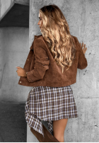 Krátká zamszowa Bunda Autumn Whisper čokoládová