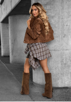 Krátká zamszowa Bunda Autumn Whisper čokoládová