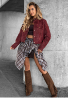 Krátká zamszowa Bunda Autumn Whisper vínová