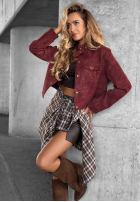 Krátká zamszowa Bunda Autumn Whisper vínová