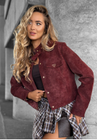 Krátká zamszowa Bunda Autumn Whisper vínová