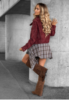 Krátká zamszowa Bunda Autumn Whisper vínová