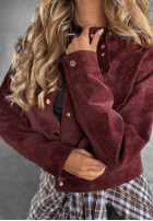 Krátká zamszowa Bunda Autumn Whisper vínová