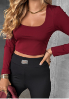 Krátká Halenka longsleeve z dekoltem Go Ahead vínová