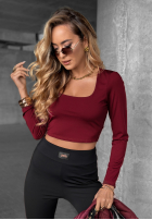 Krátká Halenka longsleeve z dekoltem Go Ahead vínová
