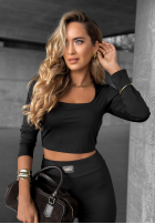 Krátká Halenka longsleeve z dekoltem Go Ahead černá