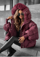 Prošívaná Bunda s kapucí Look Again vínová