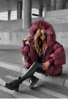 Prošívaná Bunda s kapucí Look Again vínová