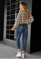 Košile w kratę z naszywką Vintage Teddy biało-černá