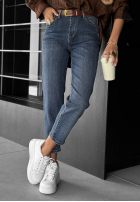 Kalhoty džínové  mom fit z paskiem Feel Alive modré