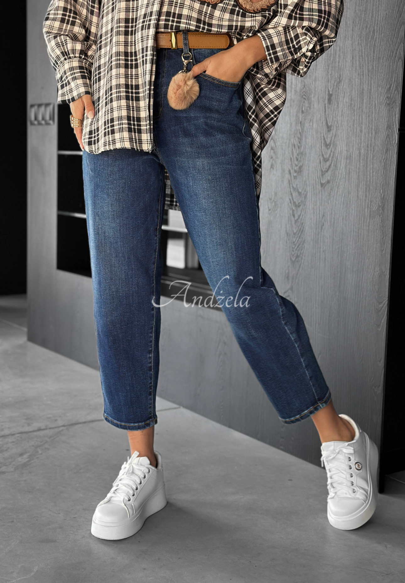 Džíny mom fit Live Fearless tmavě modré