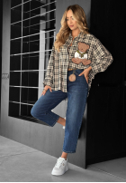 Kalhoty džínové  mom fit Live Fearless tmavě modré