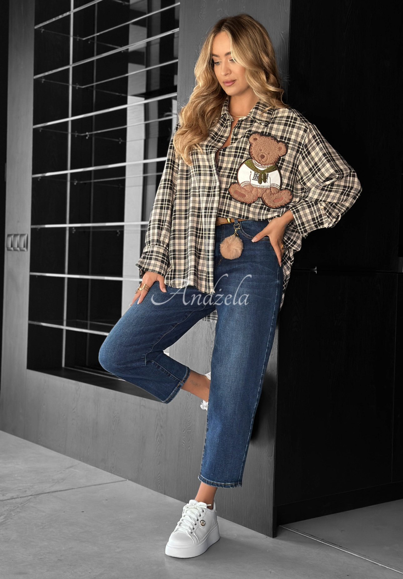 Džíny mom fit Live Fearless tmavě modré