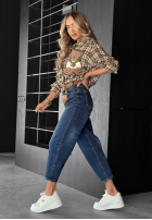 Kalhoty džínové  mom fit Live Fearless tmavě modré
