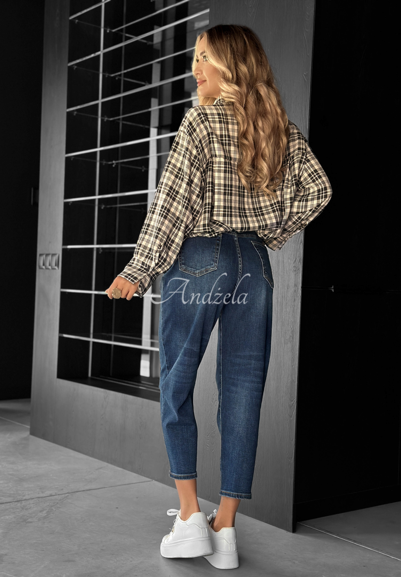 Džíny mom fit Live Fearless tmavě modré