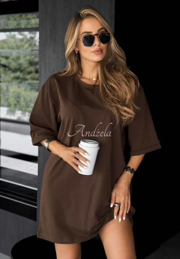 Dlouh&eacute; tričko Daily Look čokol&aacute;dov&yacute;