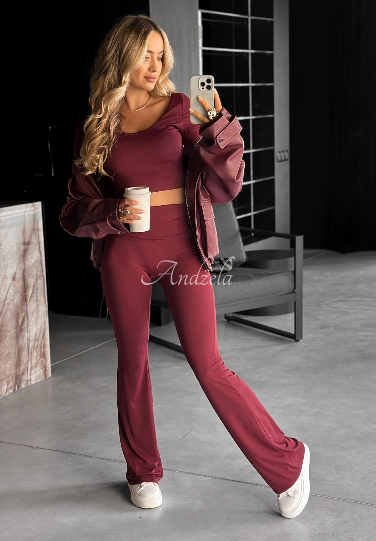 Krátká Halenka longsleeve Something Necessary vínová