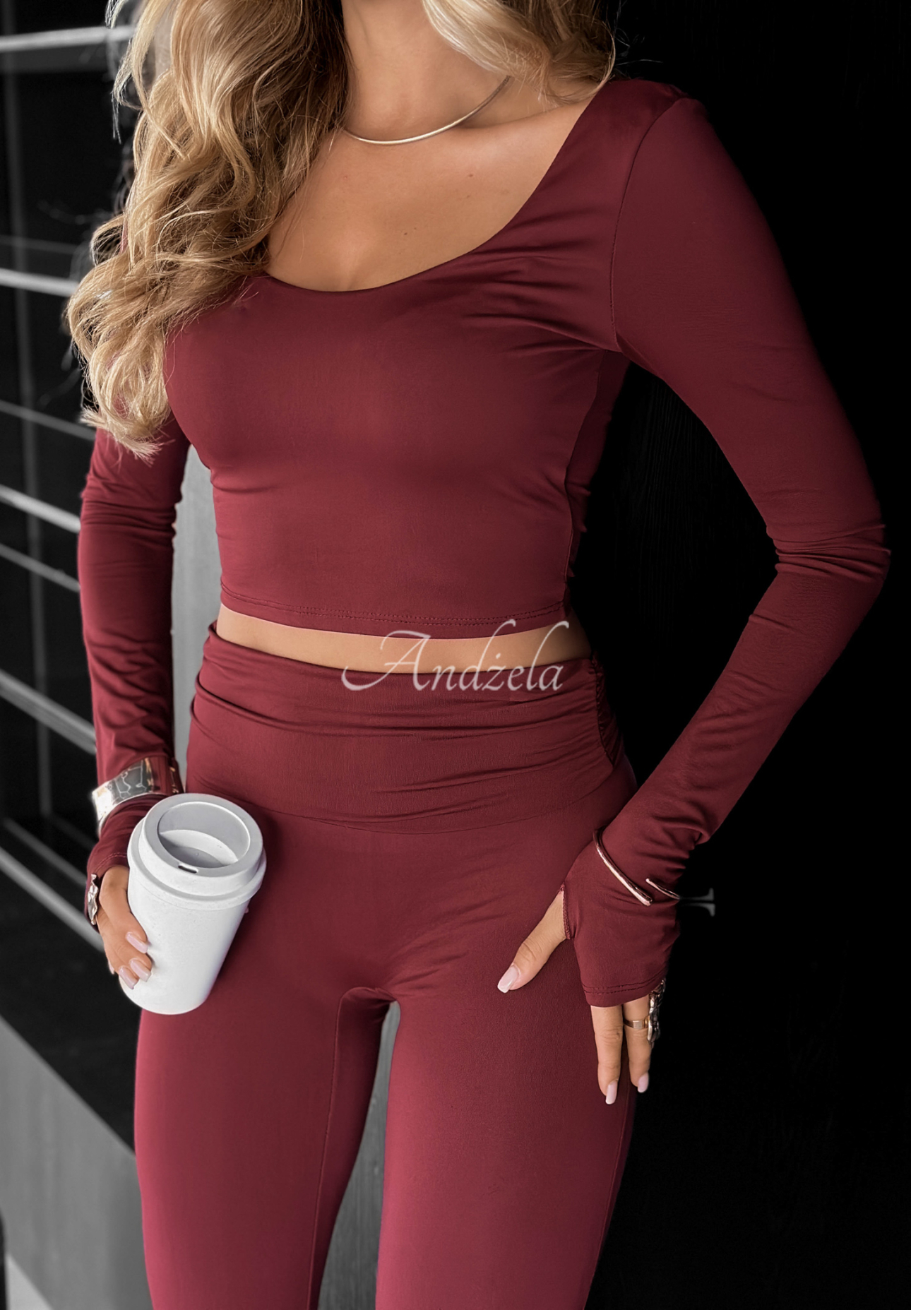 Krátká Halenka longsleeve Something Necessary vínová