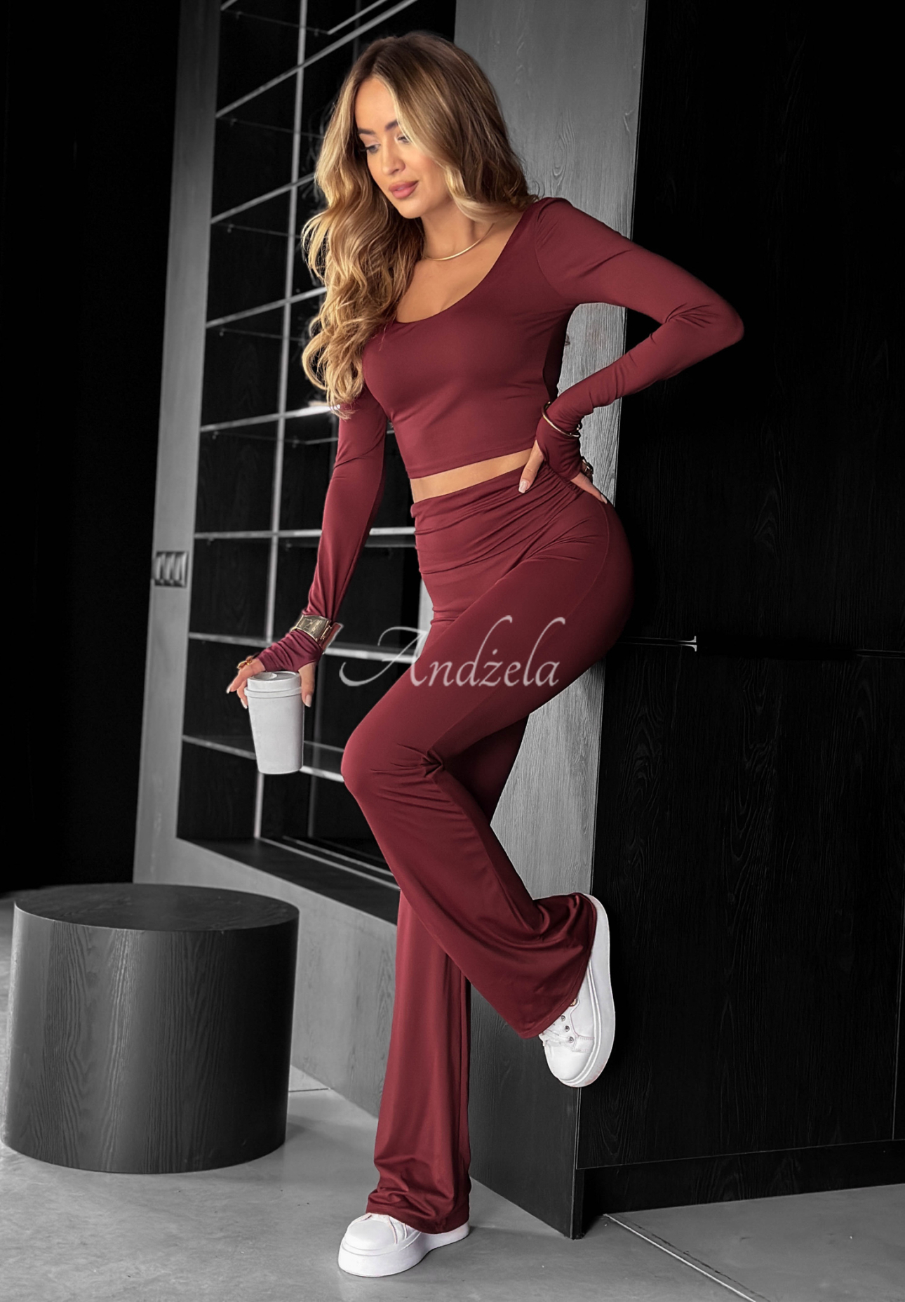 Krátká Halenka longsleeve Something Necessary vínová