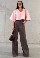 Eleganckie Kalhoty wide leg La Milla Own Rules čokoládové