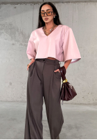 Eleganckie Kalhoty wide leg La Milla Own Rules čokoládové