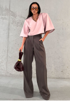 Eleganckie Kalhoty wide leg La Milla Own Rules čokoládové