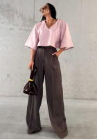 Eleganckie Kalhoty wide leg La Milla Own Rules čokoládové