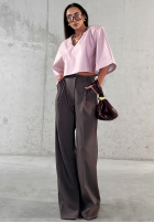 Eleganckie Kalhoty wide leg La Milla Own Rules čokoládové