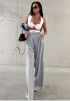 Eleganckie Kalhoty wide leg w paski La Milla Think About Us šedé