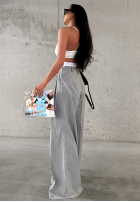 Eleganckie Kalhoty wide leg w paski La Milla Think About Us šedé