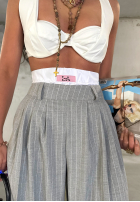 Eleganckie Kalhoty wide leg w paski La Milla Think About Us šedé