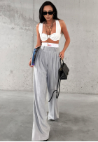 Eleganckie Kalhoty wide leg w paski La Milla Think About Us šedé