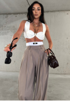 Eleganckie Kalhoty wide leg w paski La Milla Think About Us Mokka