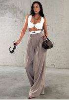 Eleganckie Kalhoty wide leg w paski La Milla Think About Us Mokka