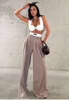 Eleganckie Kalhoty wide leg w paski La Milla Think About Us Mokka
