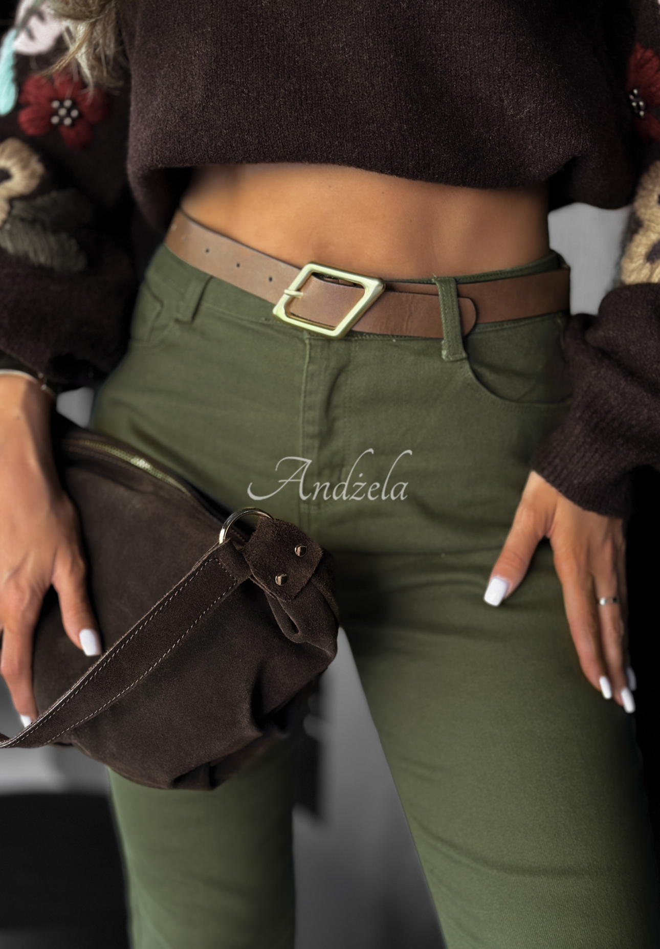Džíny s páskem Born For This khaki